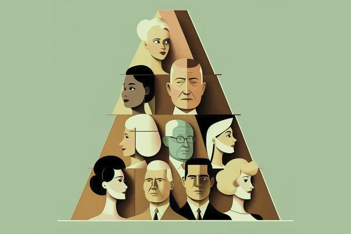 Abstract collage illustration of different colored shapes