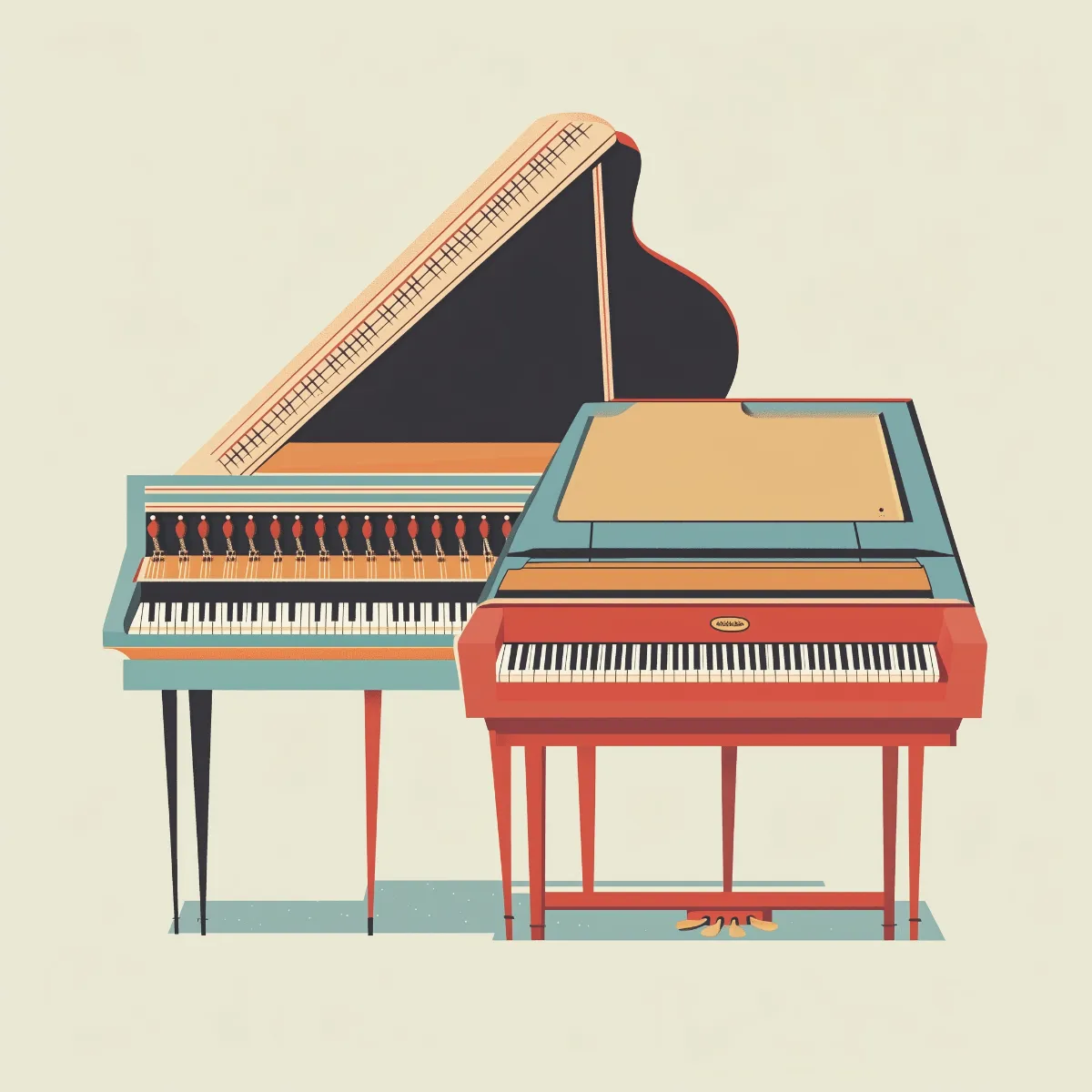 Abstract collage illustration of different colored shapes